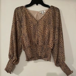 Small She + Sky women’s brown and black animal print blouse